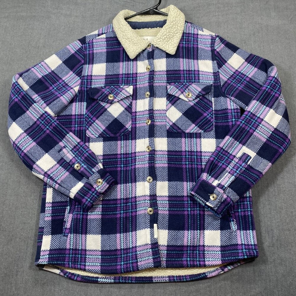 Soho Threads Plaid Sherpa-Lined Button-Up Jacket … - image 1